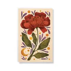 Denik 240pg Blank Notebook 8.25"x5.75" Burgundy Bloom with Carmel Crinkle Pouch: Lay-Flat Journal for Teens & Adults