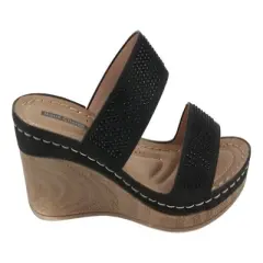 GC Shoes Madore Embellished Comfort Slide Wedge Sandals