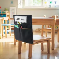 VEVOR Chair Pockets for Classroom, 12 Pack, 17 x 19 Inches Chairback Buddy Pocket with Name Tag, Back of Chair Organizer, Black