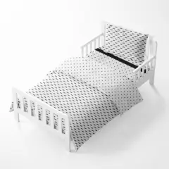 Bacati - Mustache/Plus Muslin 4 pc Toddler Bedding Set, Black
