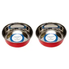 Country Living Set of 2 Heavy Gauge Stainless Steel Dog Bowls - Non-Skid, Durable & Rust-Resistant