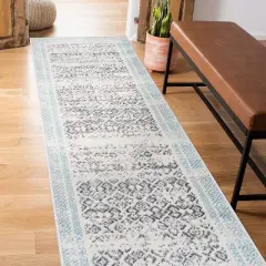 World Rug Gallery Distressed Bohemian Border Stain Resistant Soft Area Rug
