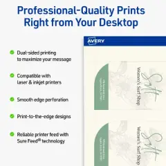 Avery Printable Leaf Printable Tags, Sure Feed Technology, 2" x 3-1/2", Matte Ivory Cardstock, Print-to-The-Edge, Laser/Inkjet Printable, 80 Total