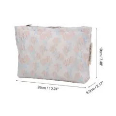Unique Bargains Fashionable Floral Print Handheld Makeup Bag Light Blue Pink 1 Pc