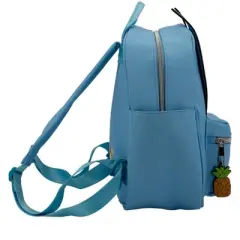 Bluey Big Face Mini Cosplay PU Backpack Purse, Shoulder Bag with Epoxy Filled Metal Pineapple Charm, 10.5 Inch, Adjustable Straps, Faux Leather