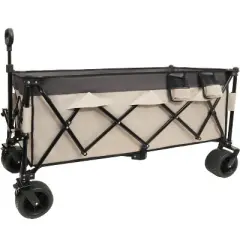 51-inch Extended Heavy-Duty Foldable Utility Wagon - 480lbs Capacity, Patented Ultra-Stable Frame, khaki- Gray