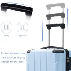 Syemin Luggage 20" Hardshell Carry-On Luggage, Lightweight Durable ABS Suitcase with Spinner Wheels 2 Packing Cubes, Blue, 13.6"*8.3"*21.5"