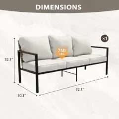 EAGLE PEAK Sunset Dune Collection Modern Outdoor Furniture Sofa, 3-Seat Wicker Patio Couch with Cushions