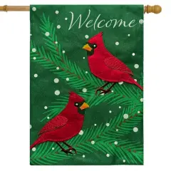 Briarwood Lane Winter Burlap House Flag 40x28 For Outdoor Cardinals in Snow For Winter House Flag