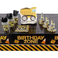 Blue Panda 3 Pack Construction Zone Tablecloths, Disposable Plastic Table Cover for Kids Birthday Party Decorations Supplies, 54 x 108 In