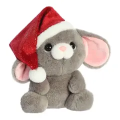 Aurora Medium Gray Holiday Oversized Santa Hats 8.5" Merry Mouse Festive Stuffed Animal