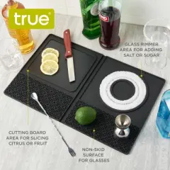 True Bar Mat, Multipurpose Black Silicone Cocktail Prep Station, Rimmer, Cutting Board, Drying Mat, Set of 1