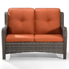 UPTIOT 49'' Polyethylene (PE) Wicker Outdoor Loveseat Orange