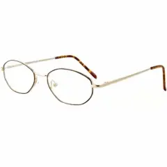 Calabria Authentic Metal Flex Q Gold Amber Designer Reading Glasses 50 mm Small