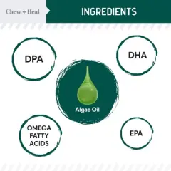Chew + Heal Vegan Single Ingredient EPA & DHA Omega-3 Algae Oil Skin & Coat Supplement for Dogs, 4-fl oz bottle