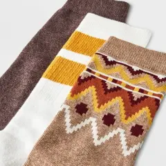 Men's Striped Autumn Fairisle Crew Socks 3pk - Goodfellow & Co&trade; Tan/Brown/Yellow 6-12