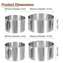 Unique Bargains Stainless Steel Adjustable Nonstick Durable Cake Ring