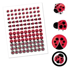 Big Dot of Happiness Happy Little Ladybug - Baby Shower or Birthday Party Round Candy Sticker Favors - Labels Fits Chocolate Candy (1 sheet of 108)