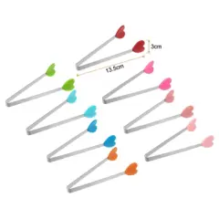 Unique Bargains Stainless Steel with Silicone Tips Food Tongs 8 Pcs