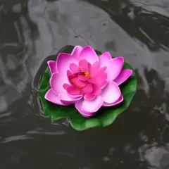 Unique Bargains Artificial Lotus Flower for Garden Ponds Pool Decor 3 Pcs