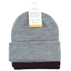 Hudson Baby Family Knit Cuffed Beanie 3pk, Navy Burgundy