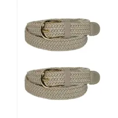 CTM Women's Elastic Braided Stretch Belt (Pack of 2)