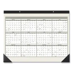 Recycled Monthly Desk Pad, 22 x 17, Sand/Green Sheets, Black Binding, Black Corners, 12-Month (Jan to Dec): 2026