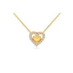 Chanteur Hypoallergenic Kids Jewelry Accessories Heart White Crystal Yellow Gold Brass Plating Necklace
