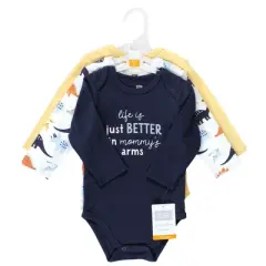 Hudson Baby Infant Boy Cotton Long-Sleeve Bodysuits, Hugasaurus 3-Pack