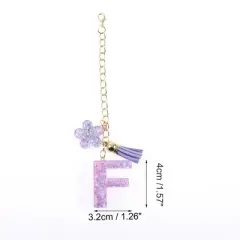 Unique Bargains Star Sequin Letter F Flower Tassel Water Cup Pendant Purple 1 Pc