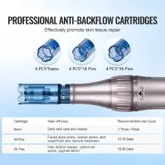 YEVYO Electric Microneedle Derma Roller Pen with 15pcs Replacement Kit - Microneeding 0.25 mm Derma Roller Beauty Pen for Women Men Tools - Grey