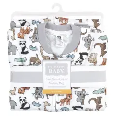 Hudson Baby Infant Boy Premium Quilted Long Sleeve Sleeping Bag and Wearable Blanket, Zoo Animals