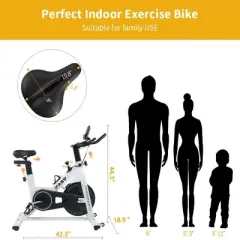 SEVOBAL Adjustable Resistance Indoor Exercise Bike with Quiet Magnetic Drive Stable Flywheel Home Gym Cardio Trainer for Weight Loss and Fitness White
