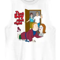 King Of The Hill That Boy Ain't Right Crew Neck Sleeveless White Men's Tank Top