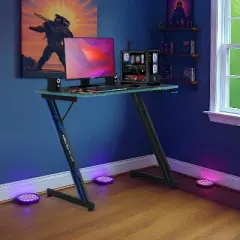 BestMassage 35/47 Inch Gaming Desk Z-Shaped PC Computer Desk with Carbon Fiber Surface Adjustable Leg Pads