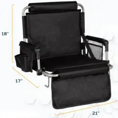 Alpcour Stadium Seat - Foldable, Padded Bleacher Chair with Backrest, Armrest, Pockets, & Cup Holder