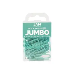 JAM Paper Jumbo Paper Clips Teal 3 Packs of 75 (21832065B)
