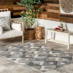 Nuloom Gale Geometric Indoor/Outdoor Patio Area Rug, 4' x 6', Gray