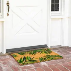 Juvale Tropical Coir Door Mat for Outdoor Entrance, Coco Coir Palm Leaf Doormat for Front Porch, Outdoor Patio, 30 x 17 inches