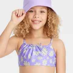Girls' 3pc Happy Daisy Swimwear Set with Bucket Hat - art class&trade; Lavender
