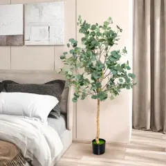 Costway 5.5FT Artificial Tree Fake Eucalyptus Tree for Living Room Office Home Decor