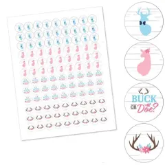 Big Dot of Happiness Buck or Doe - Hunting Gender Reveal Party Round Candy Sticker Favors - Labels Fits Chocolate Candy (1 sheet of 108)