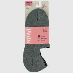 Peds Women's 2pk Cozy Slipper Liner Socks - Charcoal/Heather Gray 5-10: Lightweight Knit, Comfort Heel Tab