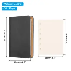 Unique Bargains 6 Ring Mini A7 Leather Notebook Binder with 100 Sheets Paper 2 Pcs