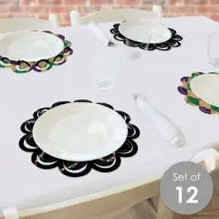 Big Dot of Happiness Mardi Gras - Masquerade Party Round Table Decorations - Paper Chargers - Place Setting For 12