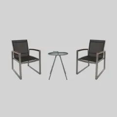 3pc Glasgow Aluminum and Mesh Patio Chat Set Silver - Christopher Knight Home