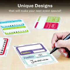 Avery Premium Event Name Tags, Ice Breaker Questions, No Lift No Curl, 36 Handwriteable Name Stickers
