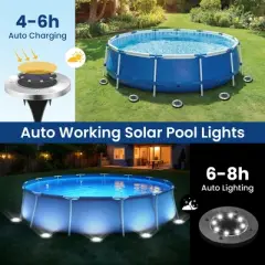 Cool White 8 LED Solar Outdoor Waterproof In-Ground Path Lights for Pathway, Yard, Lawn, Patio and Walkway