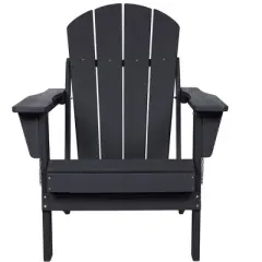 Cesicia Folding Adirondack Chair with Arms, Composite Adirondack Chair with Wood Texture