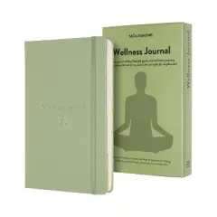 Moleskine Guided Journal 5.12"x8.25" Wellness: Hard Cover, Adult Wellness Notebook, 400 Pages, Elastic Closure, Light Green